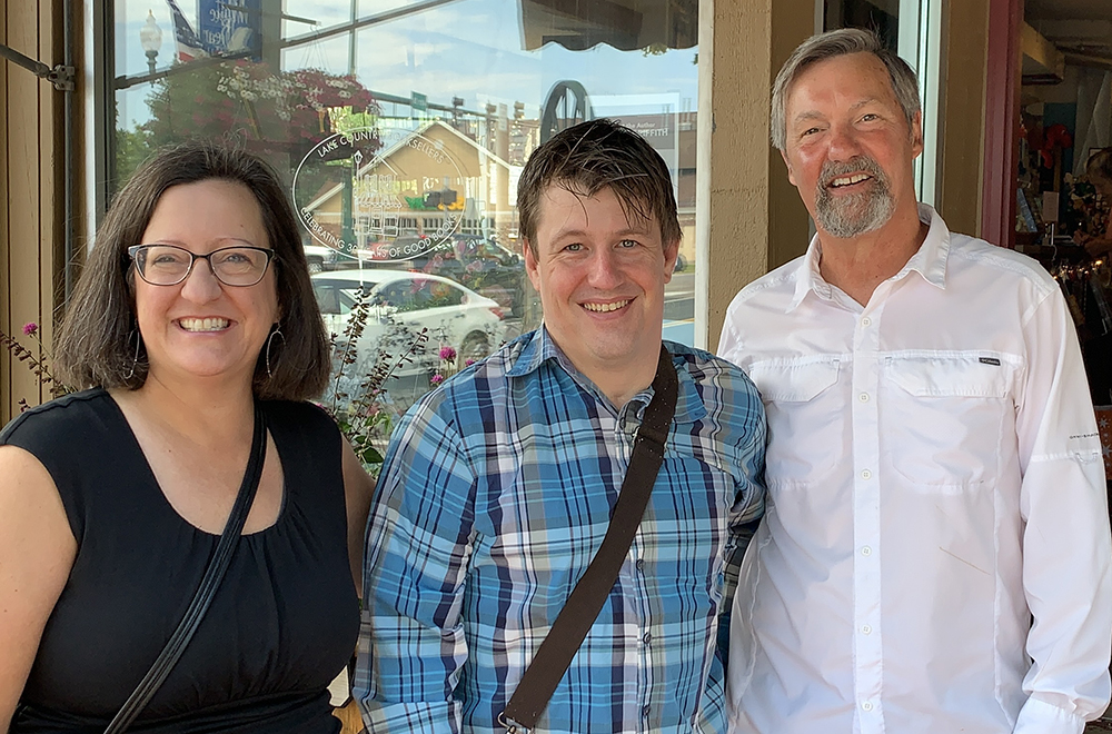 Molly, Brett Ortler, Acquisitions Editor, and Cary J. Griffith, author of the Sam Rivers thriller series, met in Minnesota during a book signing.